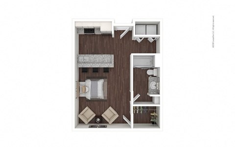 Floor plan for studio, 1 bath, 484 sqft
